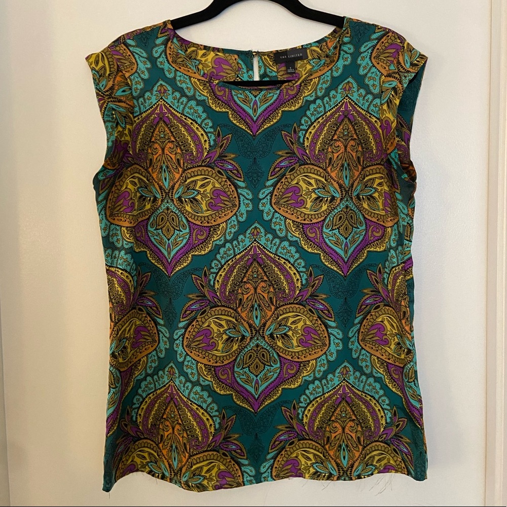 The Limited Cap Sleeve top in Teal, Purple, and Gold